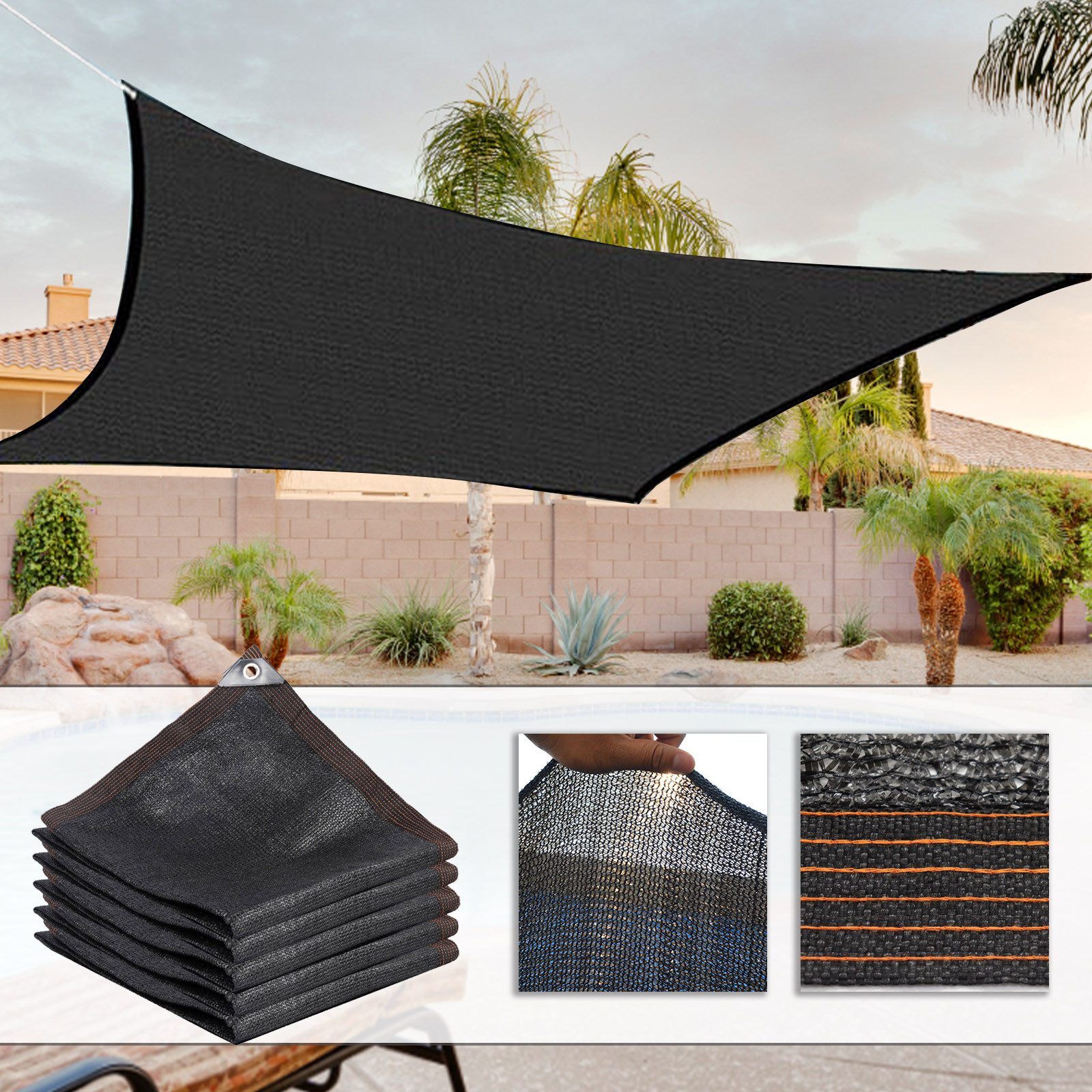 Shade Cloth, Hengu 6.5x6.5FT Sun Shade Net with Grommets, 85% Shade Sails Canopy for Garden,Greenhouse,Plants and Patio Sunshade